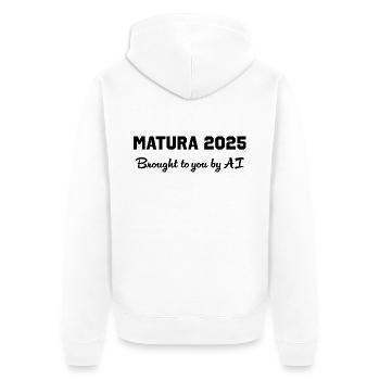 Matura brought to you by AI - Unisex Premium Bio Zip Hoodie - Weiß - Hinten - Thijin (182cm)