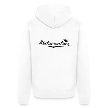 Abiturientin 2025 - Unisex Premium Bio Zip Hoodie - Weiß - Hinten - Thijin (182cm)