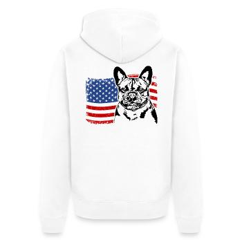 Bouledogue français Drapeau américain Wilsigns - Veste à capuche bio Premium Unisexe - blanc - Dos - Thijin (182cm)