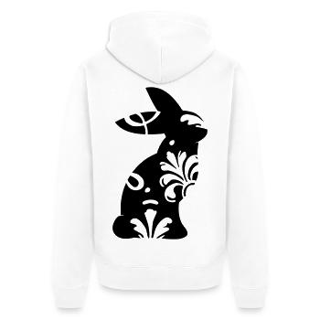 Hasen Silhouette mit Ornamenten - Unisex Premium Bio Zip Hoodie - Weiß - Hinten - Thijin (182cm)