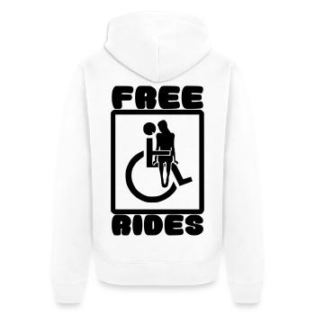 Je donne des trajets gratuits avec mon fauteuil roulant # - Veste à capuche bio Premium Unisexe - blanc - Dos - Thijin (182cm)