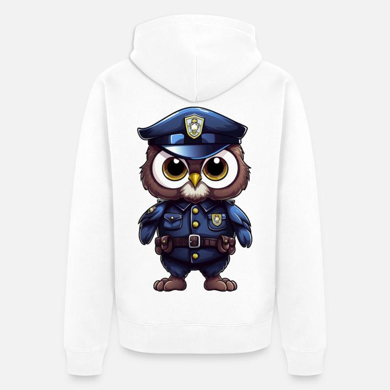 Polizei Eule - Unisex Premium Bio Zip Hoodie - Weiß