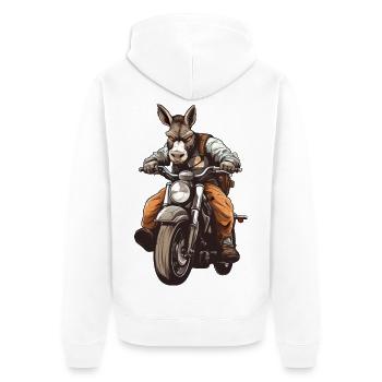Âne Moto / Moto Âne - Veste à capuche bio Premium Unisexe - blanc - Dos - Thijin (182cm)