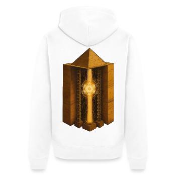 Pyramide von Chephren | Heilige Energiereaktor-Kunst - Unisex Premium Bio Zip Hoodie - Weiß - Hinten - Thijin (182cm)