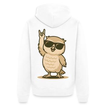 Rock'n'Hoot Owl Baby - Unisex Premium Organic Zip Hoodie - white - Back - Thijin (182cm)