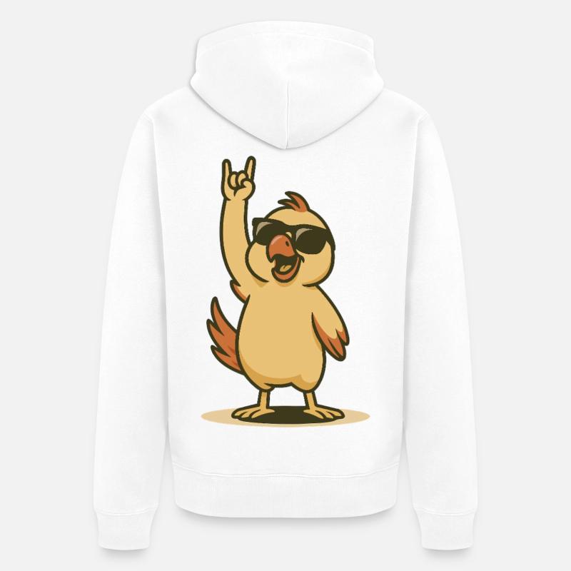 Cool Perroquet Poussin Rocker Style - Veste à capuche bio Premium Unisexe - blanc