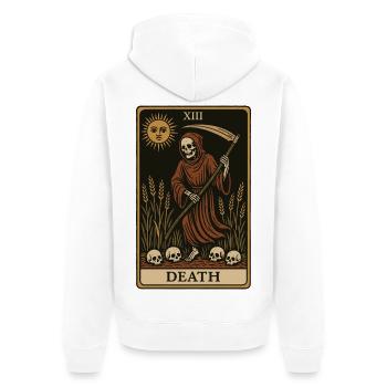 Tod Tarotkarte Gruselige Jahreszeit Design - Unisex Premium Bio Zip Hoodie - Weiß - Hinten - Thijin (182cm)