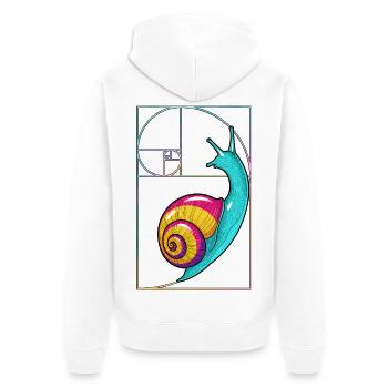 Fibonacci Spiral Snail - Unisex Premium Organic Zip Hoodie - white - Back - Thijin (182cm)