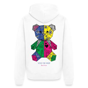 Geometric Floral Teddy Mosaic - Unisex Premium Organic Zip Hoodie - white - Back - Thijin (182cm)