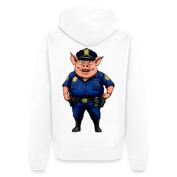 Schweine Polizei - Unisex Premium Bio Zip Hoodie - Weiß - Hinten - Thijin (182cm)