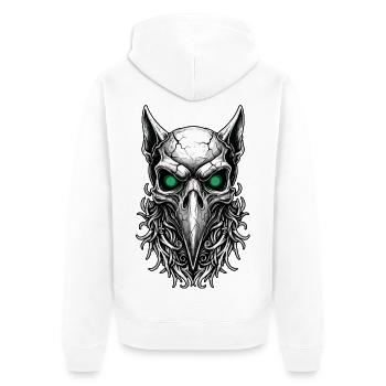 Schamanischer Rabenschädel Grünaugen-Totem - Unisex Premium Bio Zip Hoodie - Weiß - Hinten - Thijin (182cm)