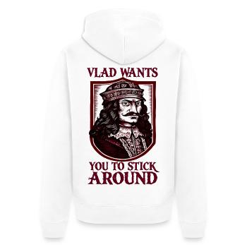 Vlad veut que tu restes - Veste à capuche bio Premium Unisexe - blanc - Dos - Thijin (182cm)
