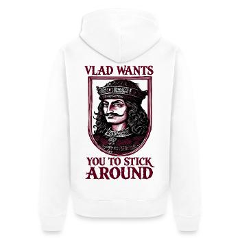 Vlad Dracula Königsportrait - Unisex Premium Bio Zip Hoodie - Weiß - Hinten - Thijin (182cm)