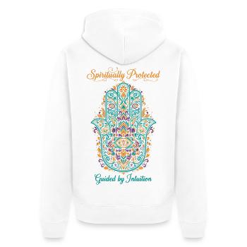 Spiritualité Intuition Zen Protégée Spirituellement - Veste à capuche bio Premium Unisexe - blanc - Dos - Thijin (182cm)