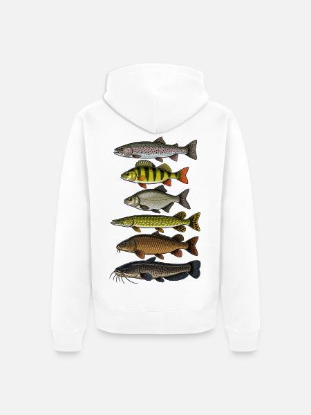 Fischarten Angler Design Fische angeln - Unisex Premium Bio Zip Hoodie - Weiß