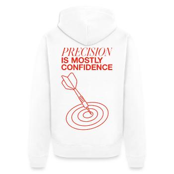 Darts – Precision Is Mostly Confidence - Unisex Premium Bio Zip Hoodie - Weiß - Hinten - Thijin (182cm)