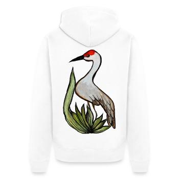 Kranich in Aquarell Pflanzenlandschaft - Unisex Premium Bio Zip Hoodie - Weiß - Hinten - Thijin (182cm)