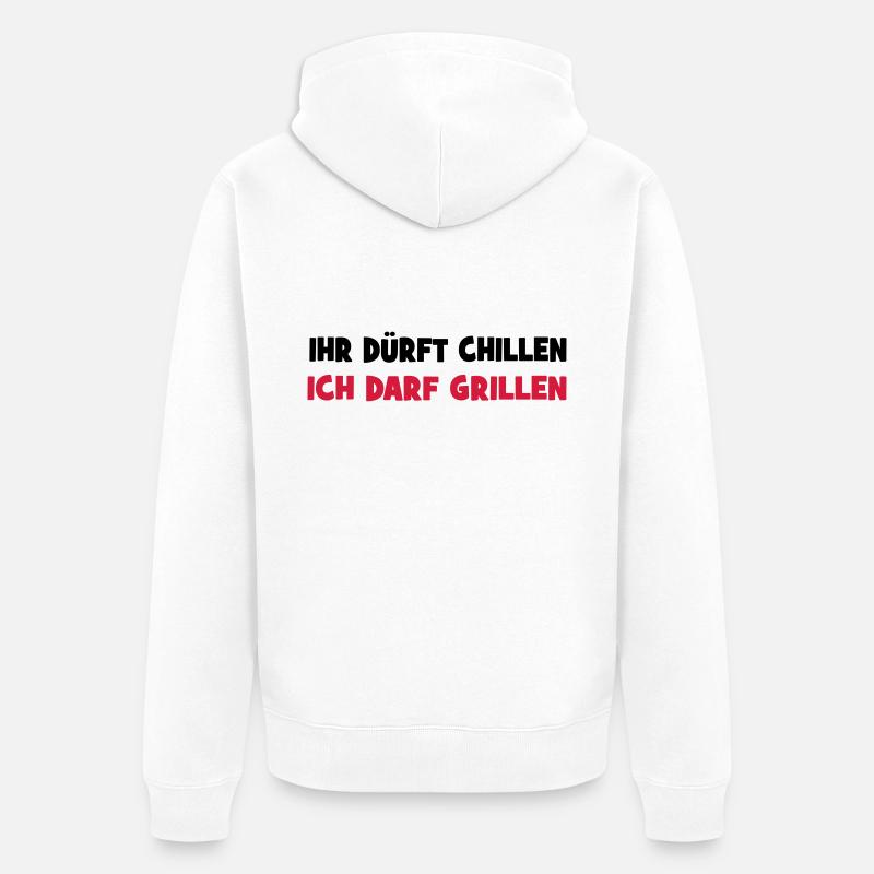grillen - Unisex Premium Bio Zip Hoodie - Weiß