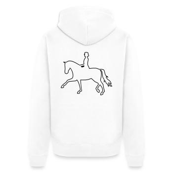 Dressur - Unisex Premium Bio Zip Hoodie - Weiß - Hinten - Thijin (182cm)