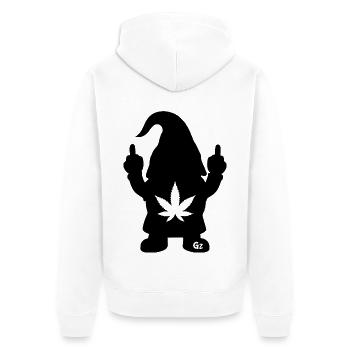 Frecher Zwerg mit Hanfblatt - Unisex Premium Bio Zip Hoodie - Weiß - Hinten - Thijin (182cm)