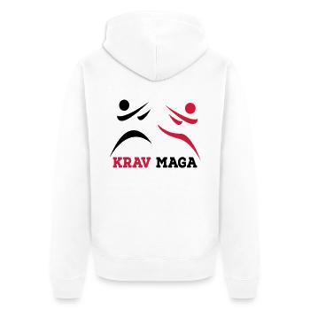 Krav Maga - Unisex Premium Bio Zip Hoodie - Weiß - Hinten - Thijin (182cm)