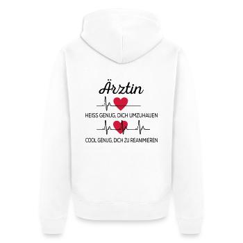 Ärztin - Unisex Premium Bio Zip Hoodie - Weiß - Hinten - Thijin (182cm)