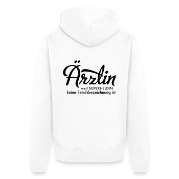Ärztin - Unisex Premium Bio Zip Hoodie - Weiß - Hinten - Thijin (182cm)