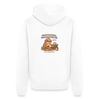 Cozy Sloth - Unisex Premium Organic Zip Hoodie - white - Back - Thijin (182cm)