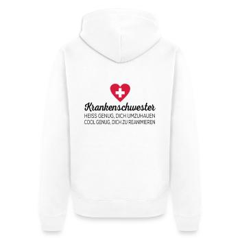 Krankenschwester - Unisex Premium Bio Zip Hoodie - Weiß - Hinten - Thijin (182cm)