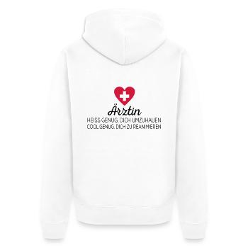 Ärztin - Unisex Premium Bio Zip Hoodie - Weiß - Hinten - Thijin (182cm)