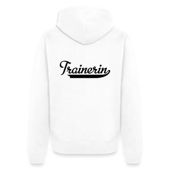 Trainerin - Unisex Premium Bio Zip Hoodie - Weiß - Hinten - Thijin (182cm)