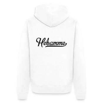 Hebamme - Unisex Premium Bio Zip Hoodie - Weiß - Hinten - Thijin (182cm)