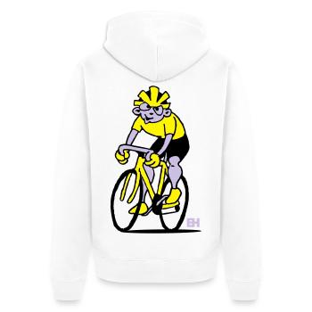Radfahrer - Radsport - Unisex Premium Bio Zip Hoodie - Weiß - Hinten - Thijin (182cm)