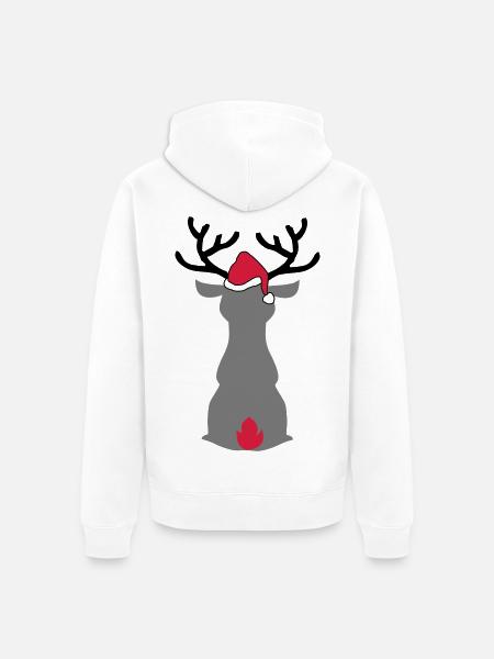 Moose with Christmas hat - Unisex Premium Organic Zip Hoodie - white