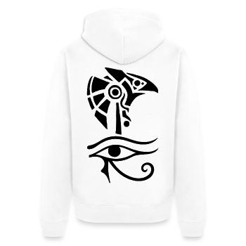 Dieu égyptien et oeil d'Horus (noir) - Veste à capuche bio Premium Unisexe - blanc - Dos - Thijin (182cm)