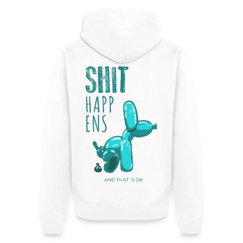 Shit happens, Ballondog - Unisex Premium Organic Zip Hoodie - white - Back - Thijin (182cm)
