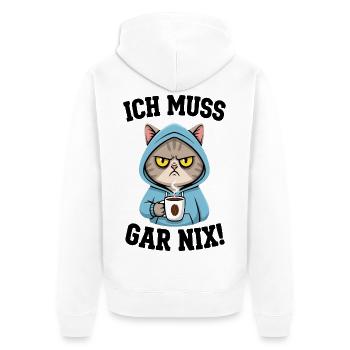Je n'ai rien à faire, les chats - Veste à capuche bio Premium Unisexe - blanc - Dos - Thijin (182cm)