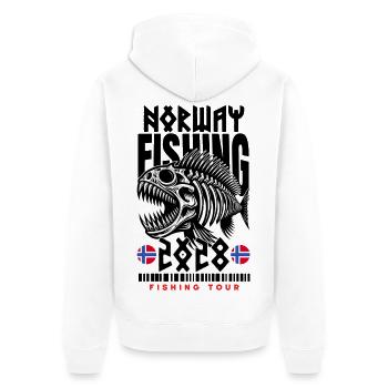 Pêche en Norvège 2028 - Veste à capuche bio Premium Unisexe - blanc - Dos - Thijin (182cm)