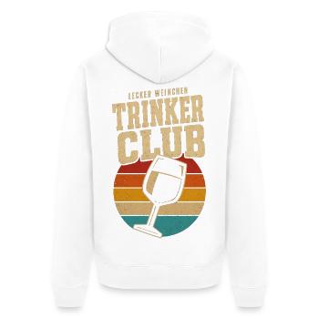 Wein Lecker Weinchen Trinker Club Weinkenner - Unisex Premium Bio Zip Hoodie - Weiß - Hinten - Thijin (182cm)