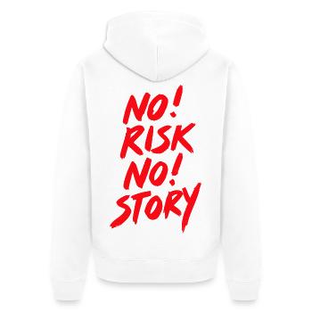 No risk no story - Unisex Premium Bio Zip Hoodie - Weiß - Hinten - Thijin (182cm)