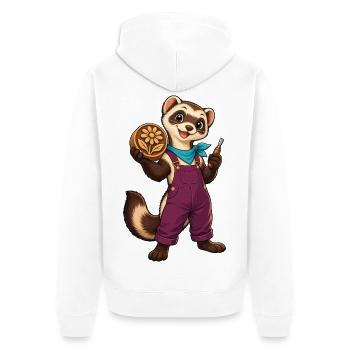 Pfotenwerkstatt Blütenholz - Unisex Premium Bio Zip Hoodie - Weiß - Hinten - Thijin (182cm)