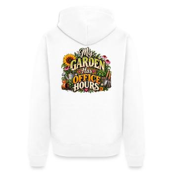 My Garden Has Office Hours - Unisex Premium Bio Zip Hoodie - Weiß - Hinten - Thijin (182cm)