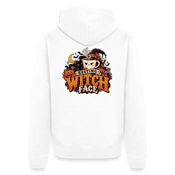 Ruhende Hexengesicht | Halloween-Kaffee - Unisex Premium Bio Zip Hoodie - Weiß - Hinten - Thijin (182cm)