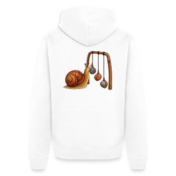Schnecke mit Kiesel-Mobile - Unisex Premium Bio Zip Hoodie - Weiß - Hinten - Thijin (182cm)