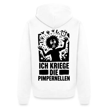 Pimpernellen Stressiger Tag Arbeit Büro Alltag - Unisex Premium Bio Zip Hoodie - Weiß - Hinten - Thijin (182cm)