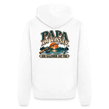 Papa am Wasser  Kalender hat frei | Angler Spruch - Unisex Premium Bio Zip Hoodie - Weiß - Hinten - Thijin (182cm)