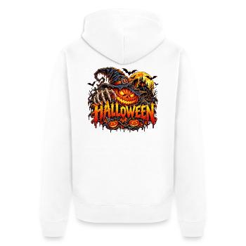 Halloween Kürbis mit Krallen - Unisex Premium Bio Zip Hoodie - Weiß - Hinten - Thijin (182cm)