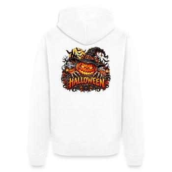 Halloween Kürbis Hexenhut - Unisex Premium Bio Zip Hoodie - Weiß - Hinten - Thijin (182cm)