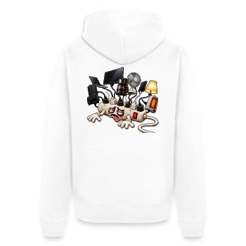 Cartoon überlastetes Verlängerungskabel - Unisex Premium Bio Zip Hoodie - Weiß - Hinten - Thijin (182cm)