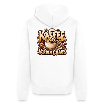 Kaffee vor dem Chaos Lustiges Geschenk für Freunde - Unisex Premium Bio Zip Hoodie - Weiß - Hinten - Thijin (182cm)
